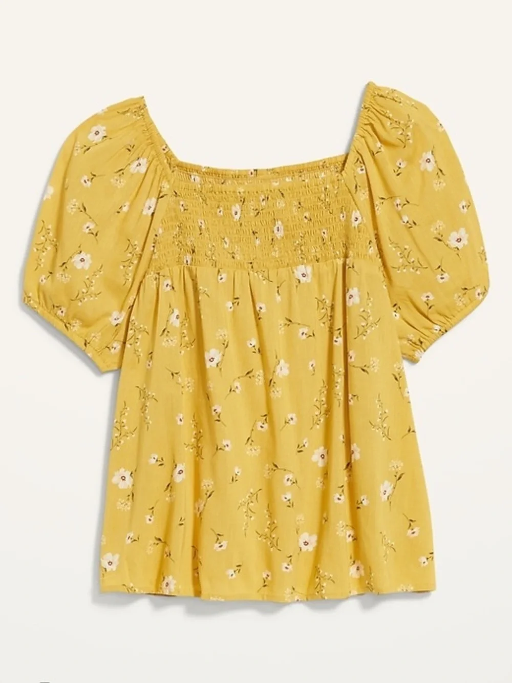 Old Navy Floral Smocked‎ Square-Neck Puff Sleeve Top, Size Medium